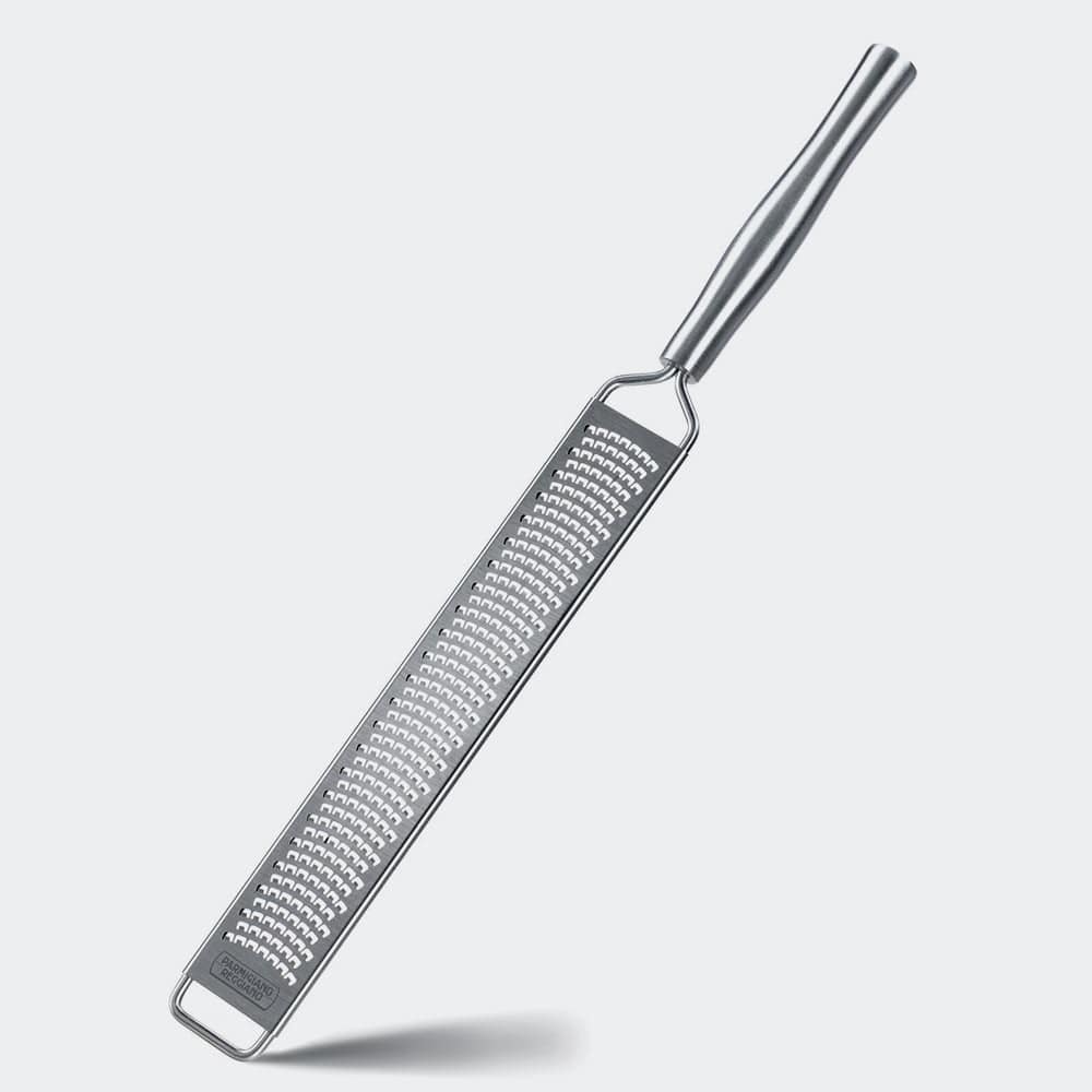 Stainless steel Parmigiano Reggiano cheese grater with rubber handle