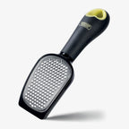 Curved stainless steel cheese grater with handle