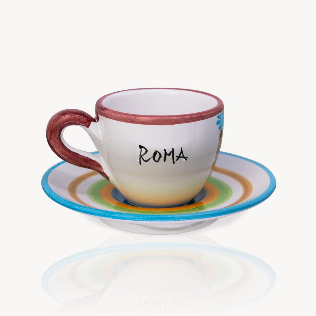 Rome Hand-Painted Espresso Cup and Saucer - Set of 2