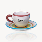 Rome Hand-Painted Espresso Cup and Saucer - Set of 2