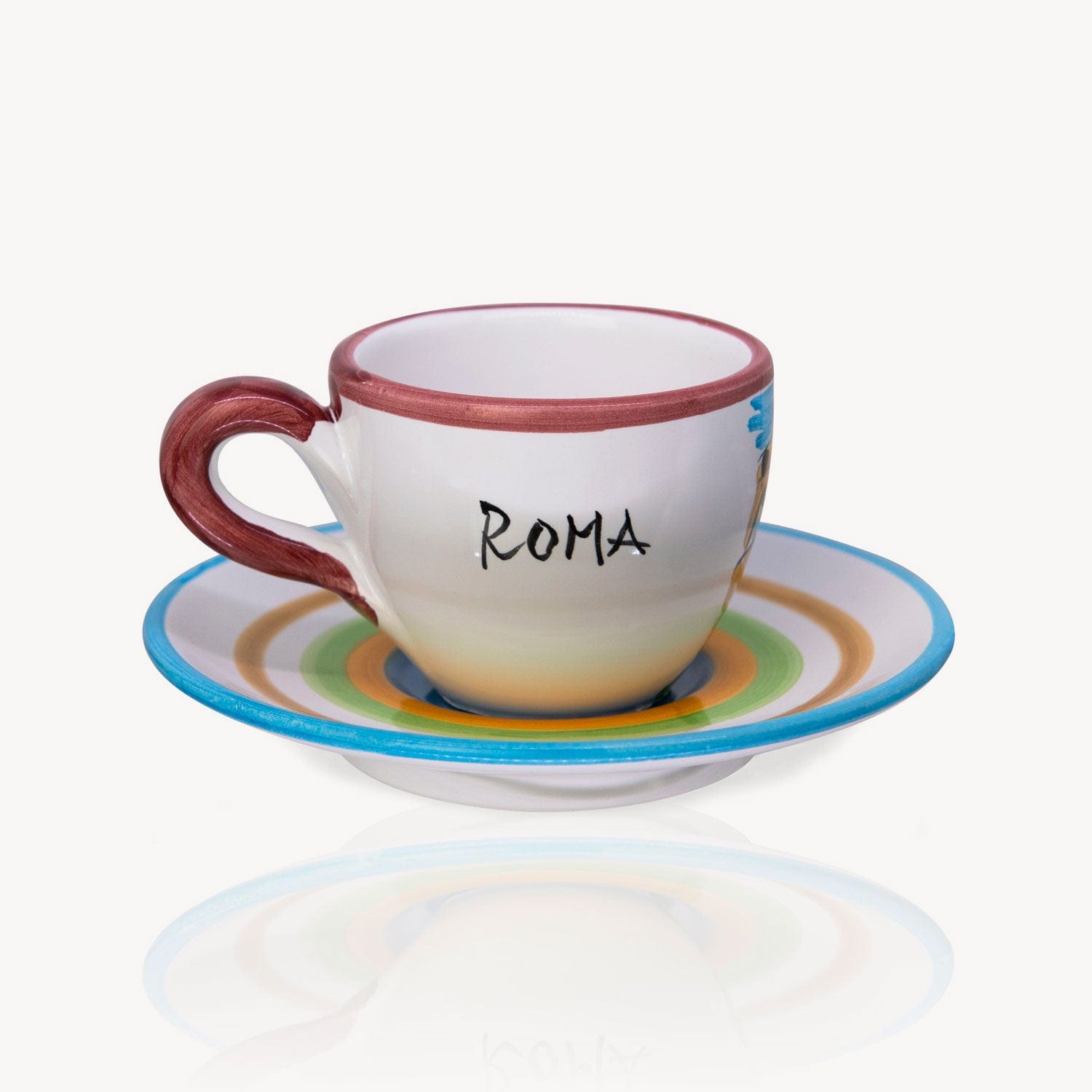 Rome Hand-Painted Espresso Cup and Saucer - Set of 2