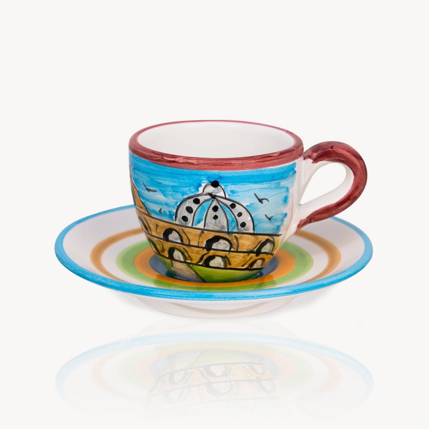 Rome Hand-Painted Espresso Cup and Saucer - Set of 2