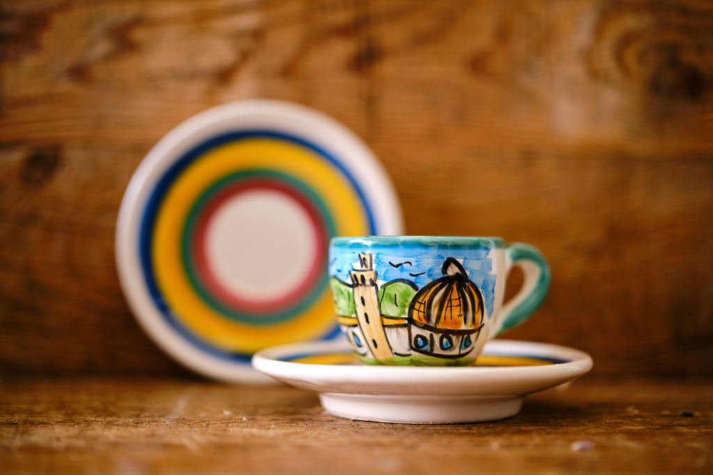 Handbemalte Espressotassen mit Untertasse „Florenz" - 2er-Set
