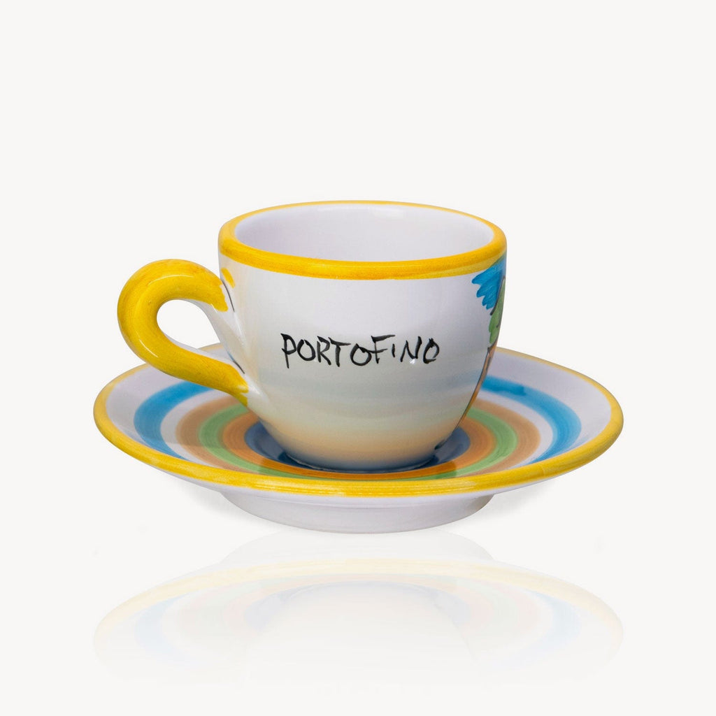 Handbemalte Espressotassen mit Untertasse „Portofino" - 2er-Set