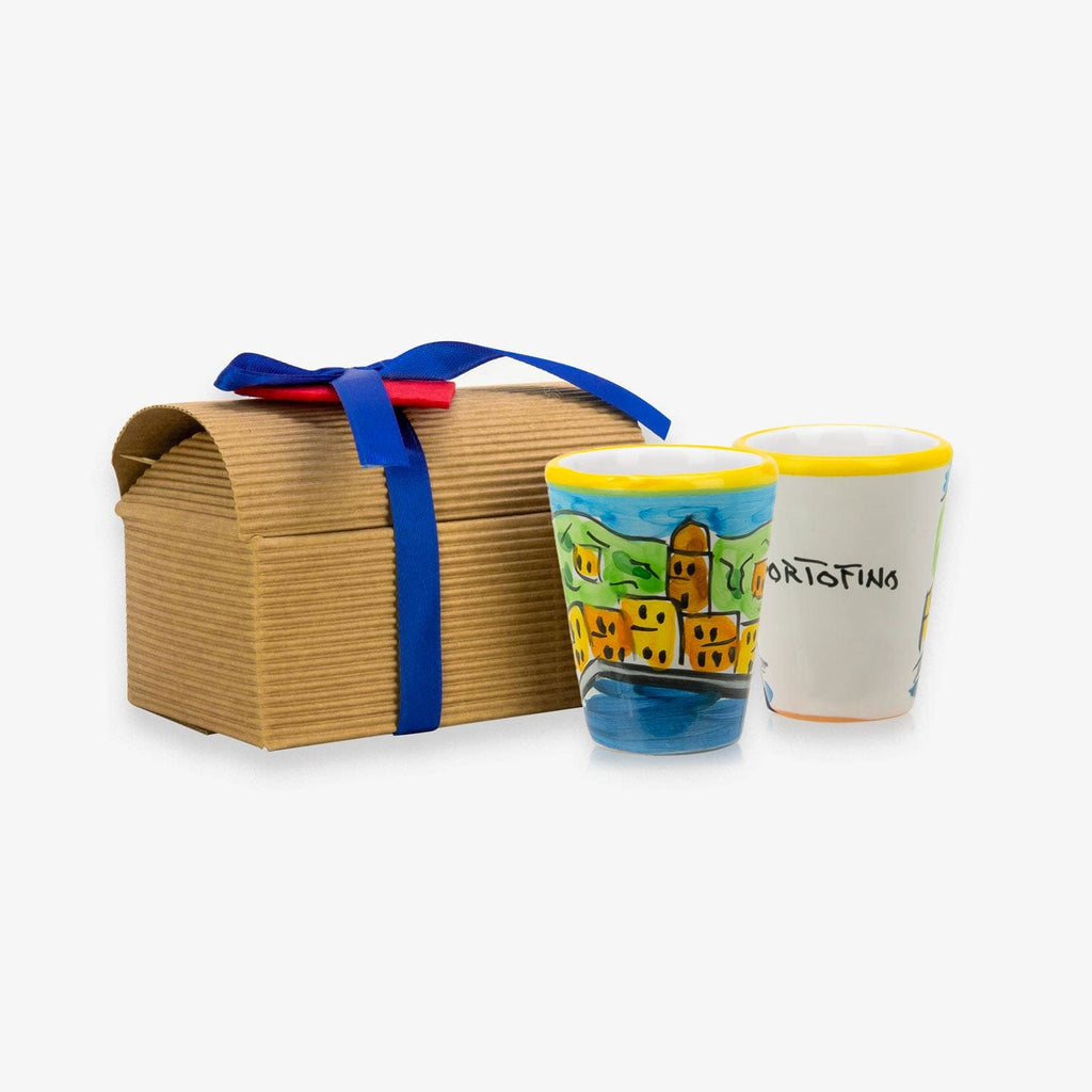 "Portofino" Handmade Painted Shot Glasses - Set of 2