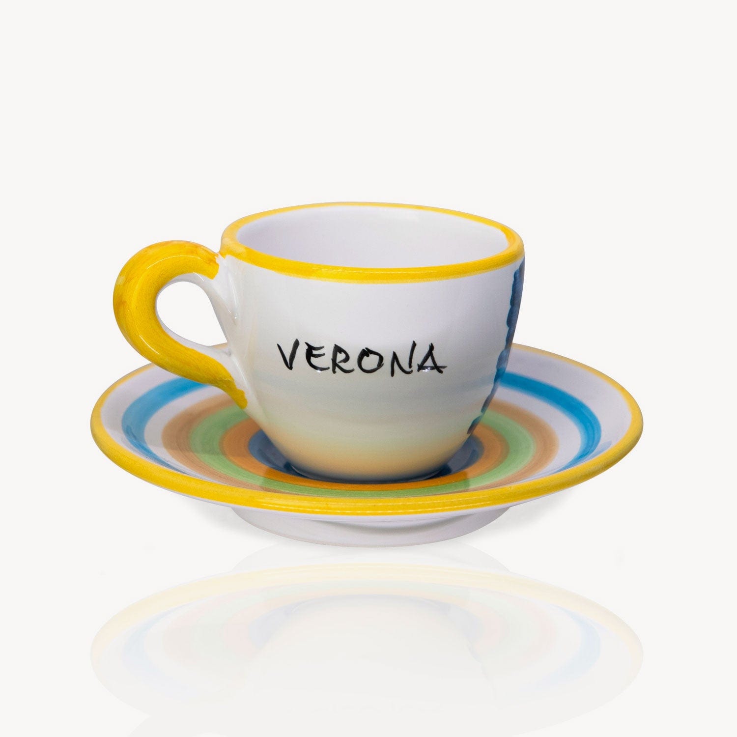 Handbemalte Espressotassen mit Untertasse „Romeo und Julia" - 2er-Set