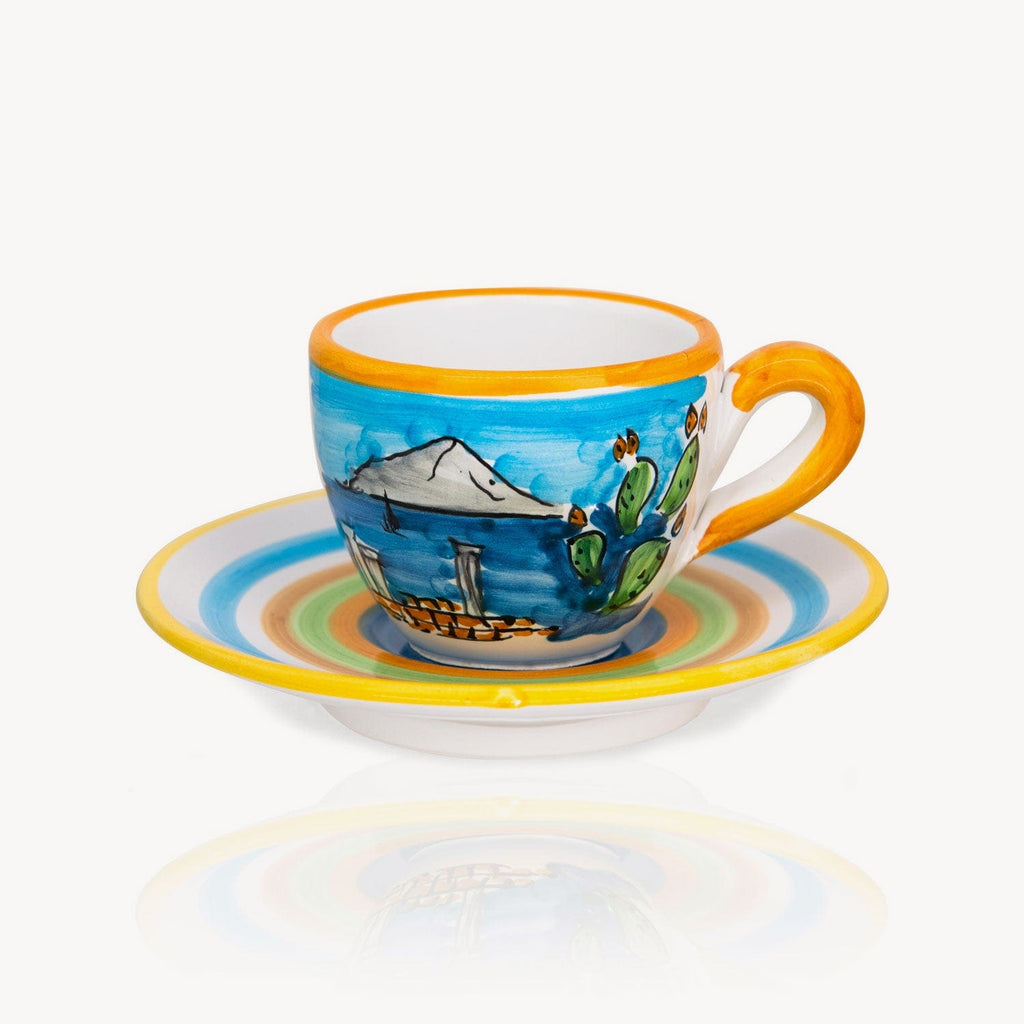 Handbemalte Espressotassen mit Untertasse „Sizilien" - 2er-Set