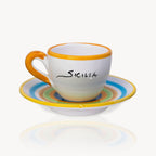 Handbemalte Espressotassen mit Untertasse „Sizilien" - 2er-Set