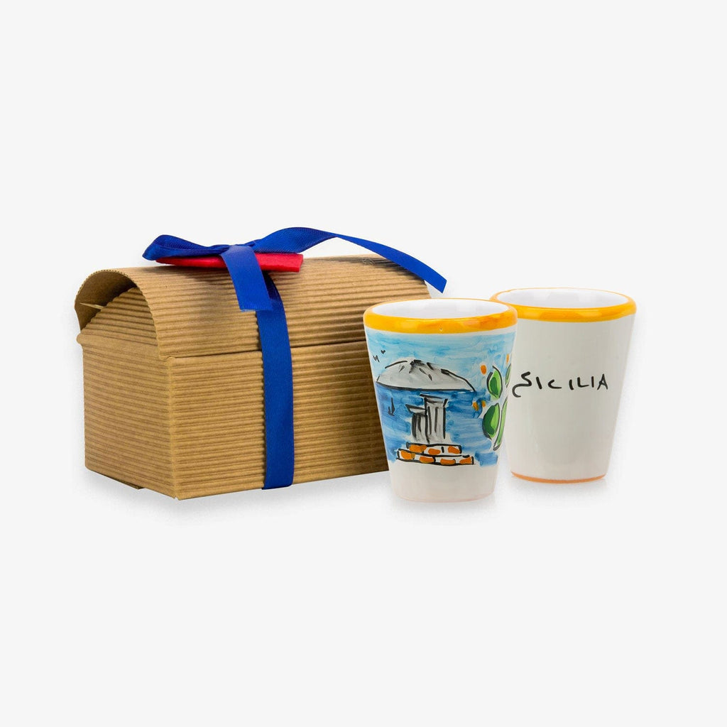 "Sicilia" Handmade Painted Shot Glasses - Set of 2